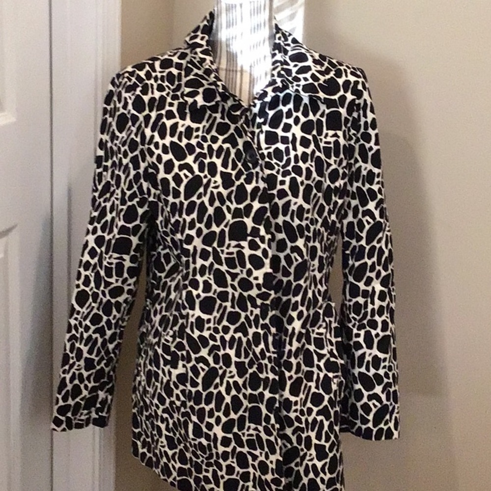 Jones New York Stretch Animal Print Coat Size Large